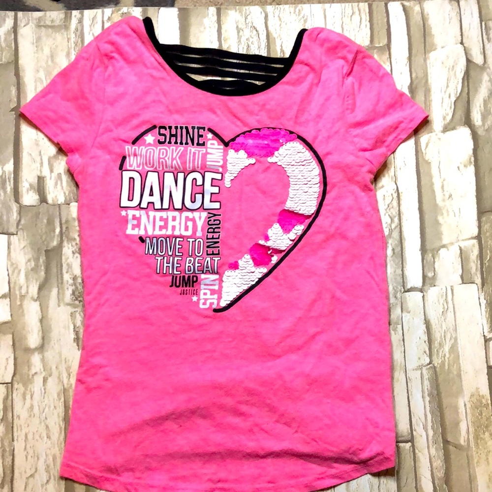 Girls justice pink tee .